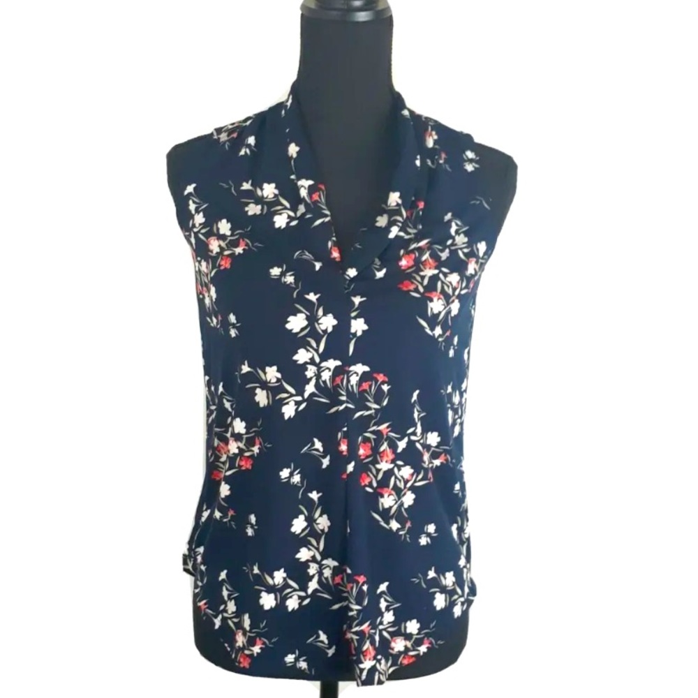Charter Club Blue Floral Sleeveless Blouse